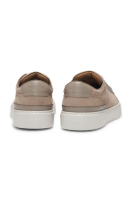 BOSS x ASTON MARTIN grained-leather trainers with hidden laces