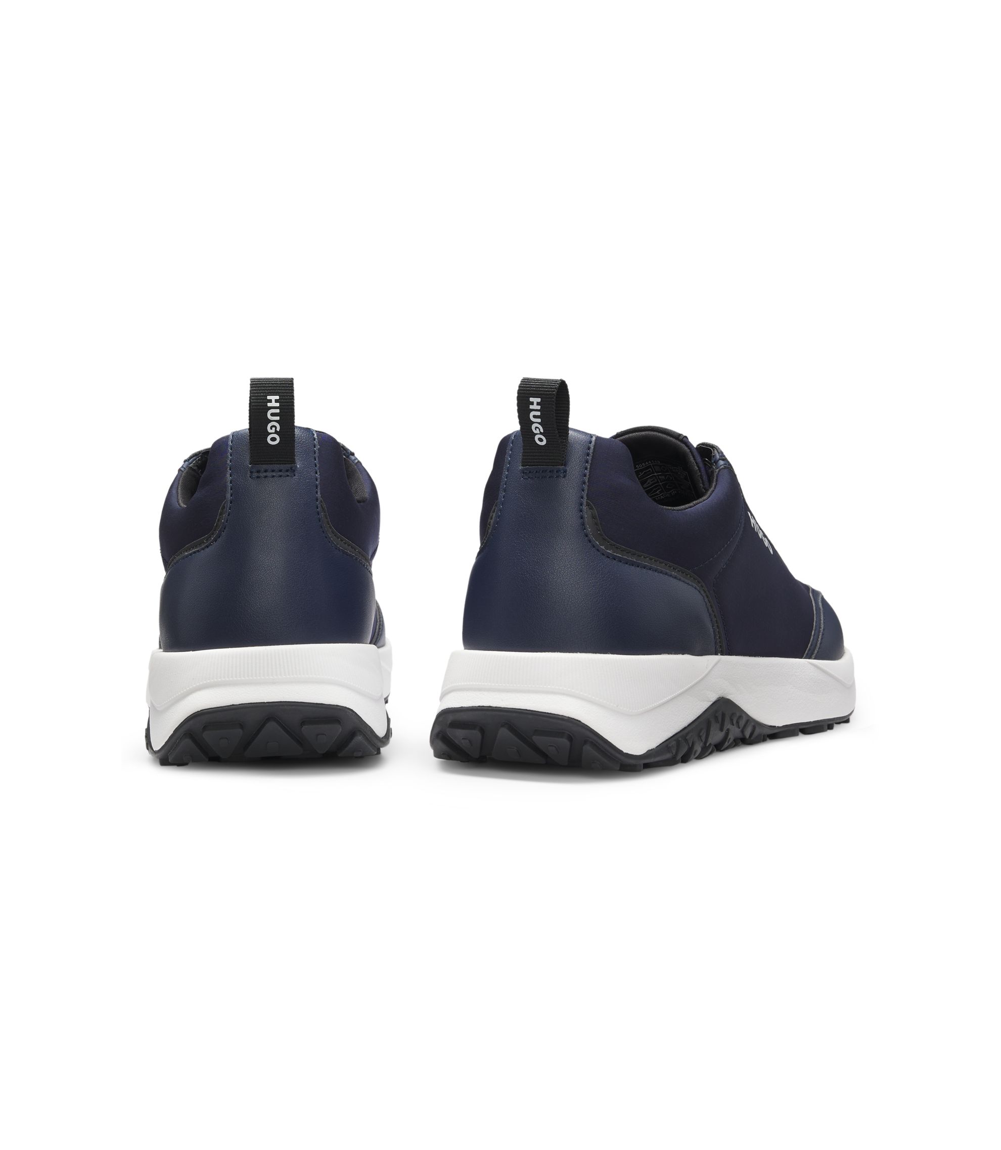 HUGO - Mixed-material sneakers with logo detail - Dark Blue