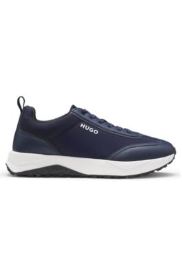 Deportivas de diferentes materiales con detalle de logo, Azul oscuro