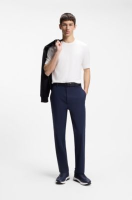 Mixed-material sneakers with logo detail, Dark Blue