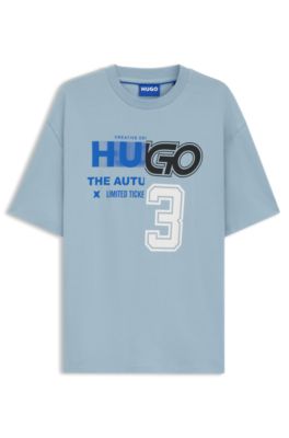 Logo-artwork T-shirt in cotton jersey, Light Blue