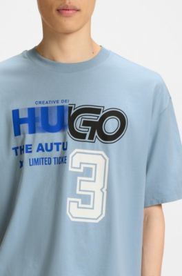 Logo-artwork T-shirt in cotton jersey, Light Blue