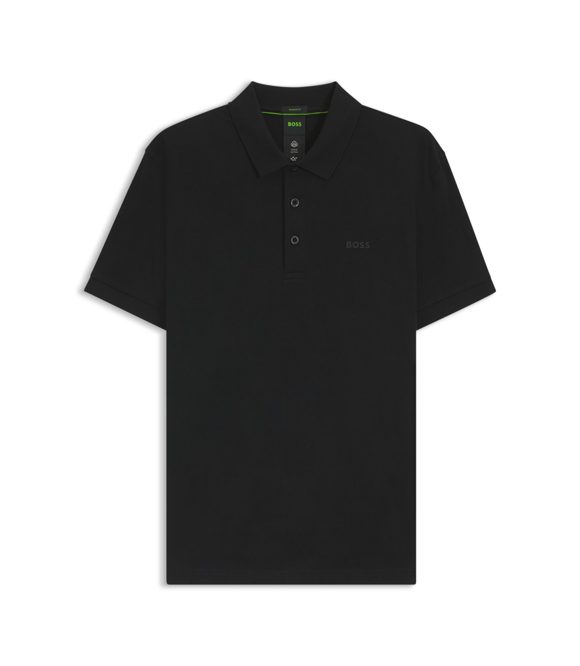BOSS - Check-jacquard polo shirt in cotton - Black