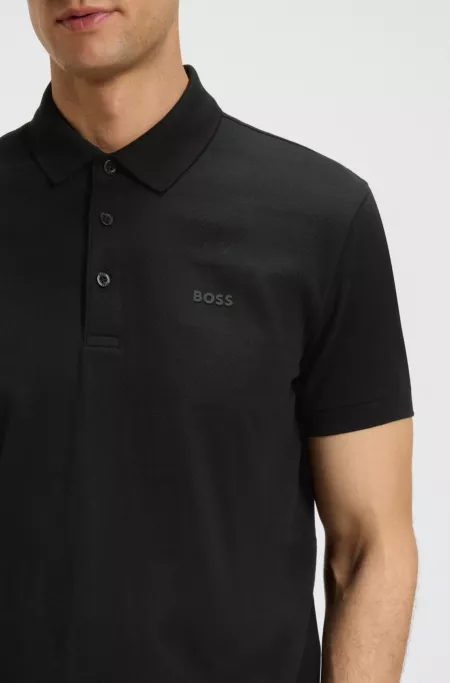 Check-jacquard polo shirt in cotton