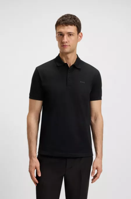 Check-jacquard polo shirt in cotton