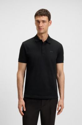 Polo de algod&oacute;n con dise&ntilde;o anat&oacute;mico en jacquard, Negro