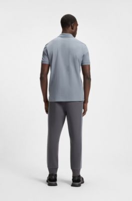 Check-jacquard polo shirt in cotton, Dark Grey