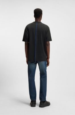 T-shirt en jersey de coton &agrave; effet superpos&eacute;, Noir