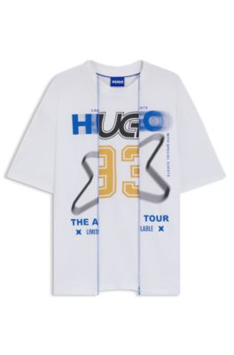 T-shirt en jersey de coton &agrave; effet superpos&eacute;, Blanc
