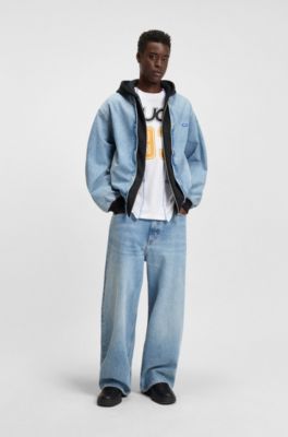 Layered-effect T-shirt in cotton jersey, White