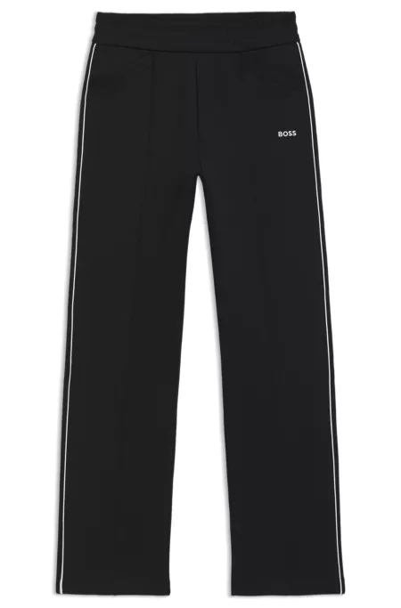 Straight-fit tracksuit bottoms with contrast piping and logo