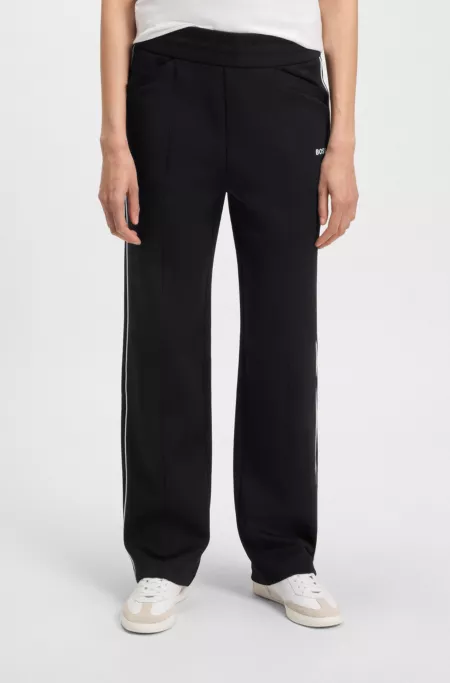 Straight-fit tracksuit bottoms with contrast piping and logo