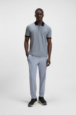 Active-stretch polo shirt in a cotton blend, Dark Grey