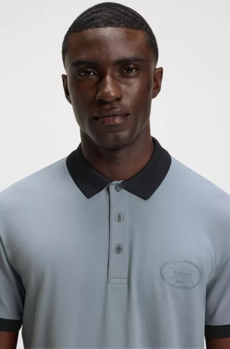 Active-stretch polo shirt in a cotton blend