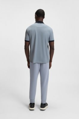 Active-stretch polo shirt in a cotton blend, Dark Grey