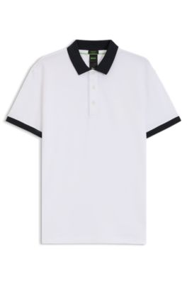 Polo de piqu&eacute; de algod&oacute;n el&aacute;stico absorbente, Blanco