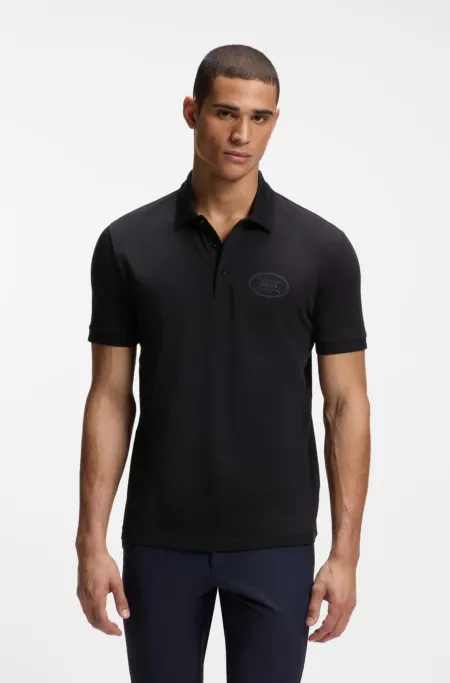 Active-stretch polo shirt in a cotton blend