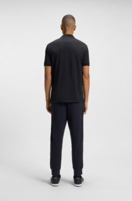 Active-stretch polo shirt in a cotton blend, Dark Blue