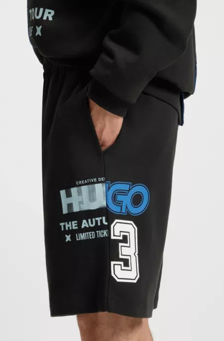 Mixed-artwork shorts in cotton terry