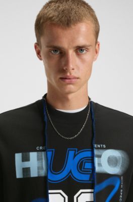 Layered-effect sweatshirt in cotton terry, Black