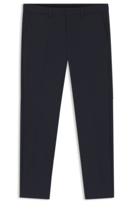 Slim-fit trousers in water-repellent fabric, Dark Blue