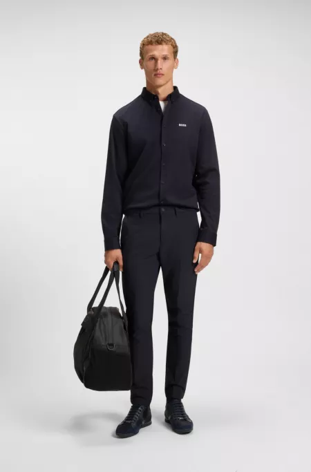 Slim-fit trousers in water-repellent fabric