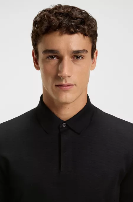 Mercerised-cotton polo shirt with plain collar