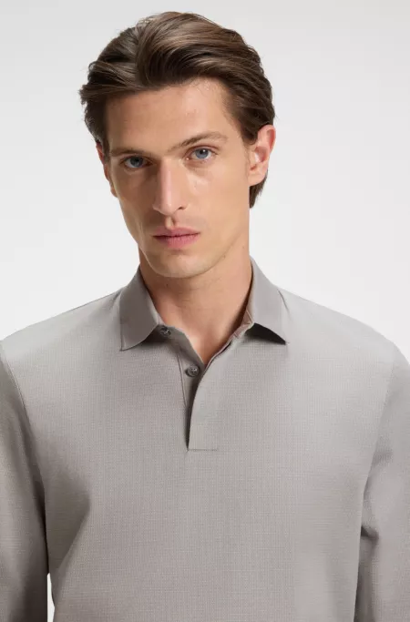 Mercerised-cotton polo shirt with plain collar
