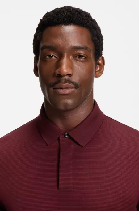 Mercerised-cotton polo shirt with plain collar