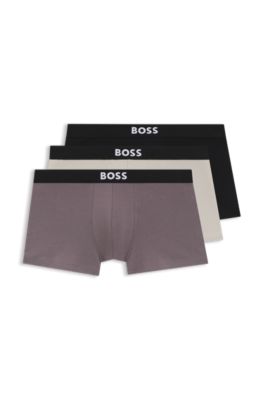 Three-pack of stretch-cotton trunks with logo waistbands, Light Grey