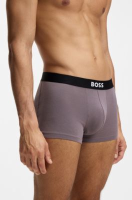 Three-pack of stretch-cotton trunks with logo waistbands, Light Grey