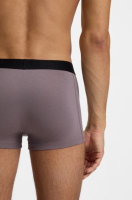 Three-pack of stretch-cotton trunks with logo waistbands, Light Grey