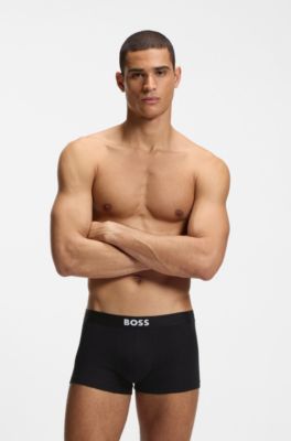 Three-pack of stretch-cotton trunks with logo waistbands, Light Grey