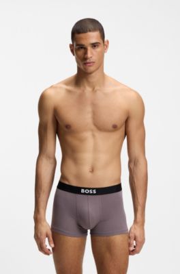Three-pack of stretch-cotton trunks with logo waistbands, Light Grey