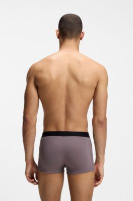Three-pack of stretch-cotton trunks with logo waistbands, Light Grey