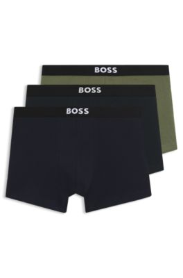 Lot de trois boxers courts en coton stretch avec taille logo, Assorted-Pre-Pack