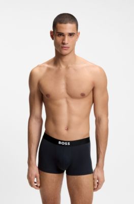 Lot de trois boxers courts en coton stretch avec taille logo, Assorted-Pre-Pack