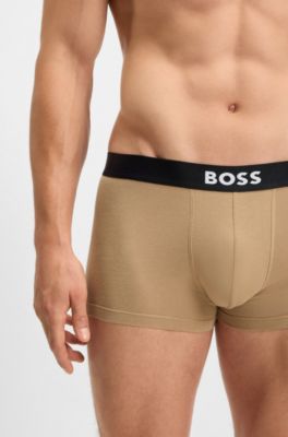 Three-pack of stretch-cotton trunks with logo waistbands, Patterned