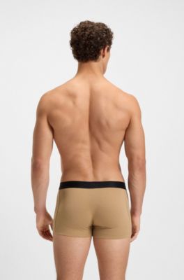 Three-pack of stretch-cotton trunks with logo waistbands, Patterned