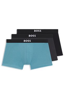 Three-pack of stretch-cotton trunks with logo waistbands