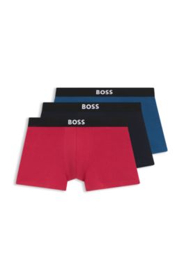 Lot de trois boxers courts en coton stretch, Fantaisie