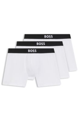 BOSS - Three-pack of stretch-cotton boxer briefs - White