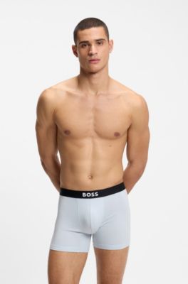 Paquete de tres calzoncillos b&oacute;xer en algod&oacute;n el&aacute;stico, Celeste