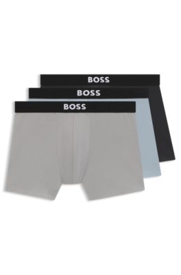 Lot de trois boxers longs en coton stretch, Fantaisie