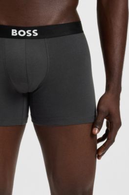Lot de trois boxers longs en coton stretch, Fantaisie