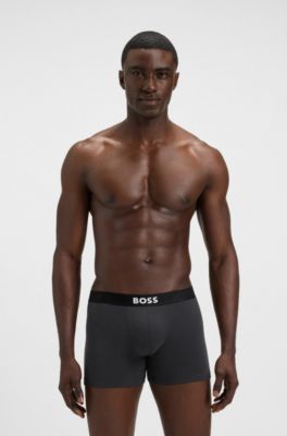 Lot de trois boxers longs en coton stretch, Fantaisie