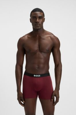 Lot de trois boxers longs en coton stretch, Fantaisie
