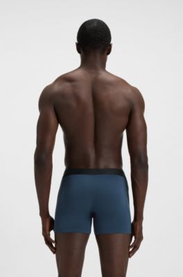 Lot de trois boxers longs en coton stretch, Fantaisie