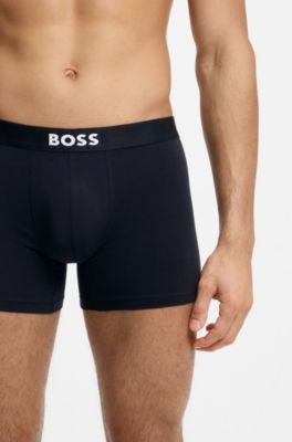 Lot de trois boxers longs en coton stretch, Fantaisie