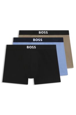 BOSS ONE three-pack of logo-waistband boxer briefs, Patterned